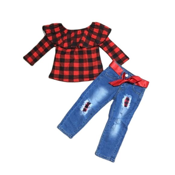 Buffalo Plaid Denim Set - Picture 1 of 1